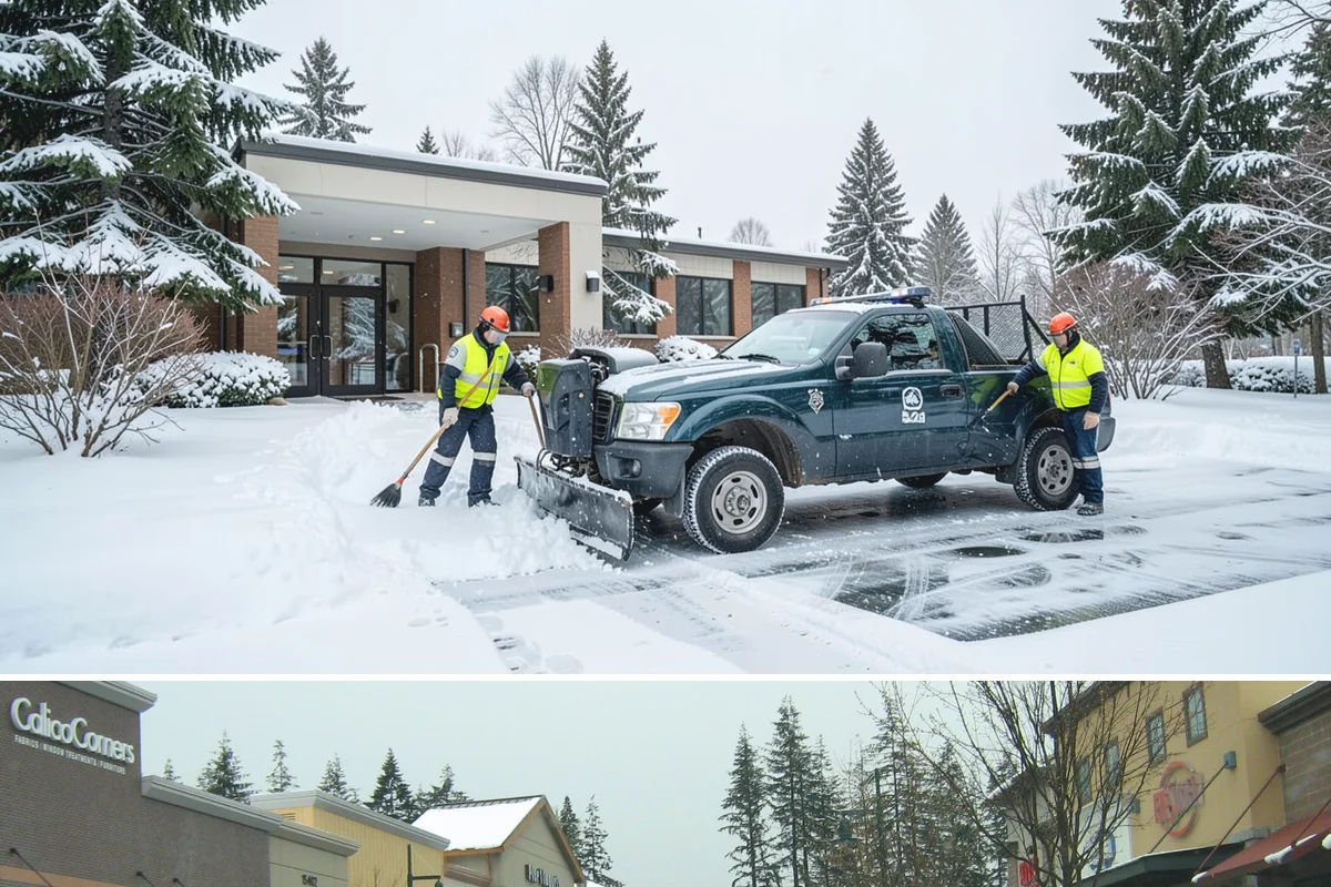 HOA Sidewalk Clearing in Mill Creek, Snohomish County, WA - HOA sidewalk clearing runs after each snowfall through the winter season.