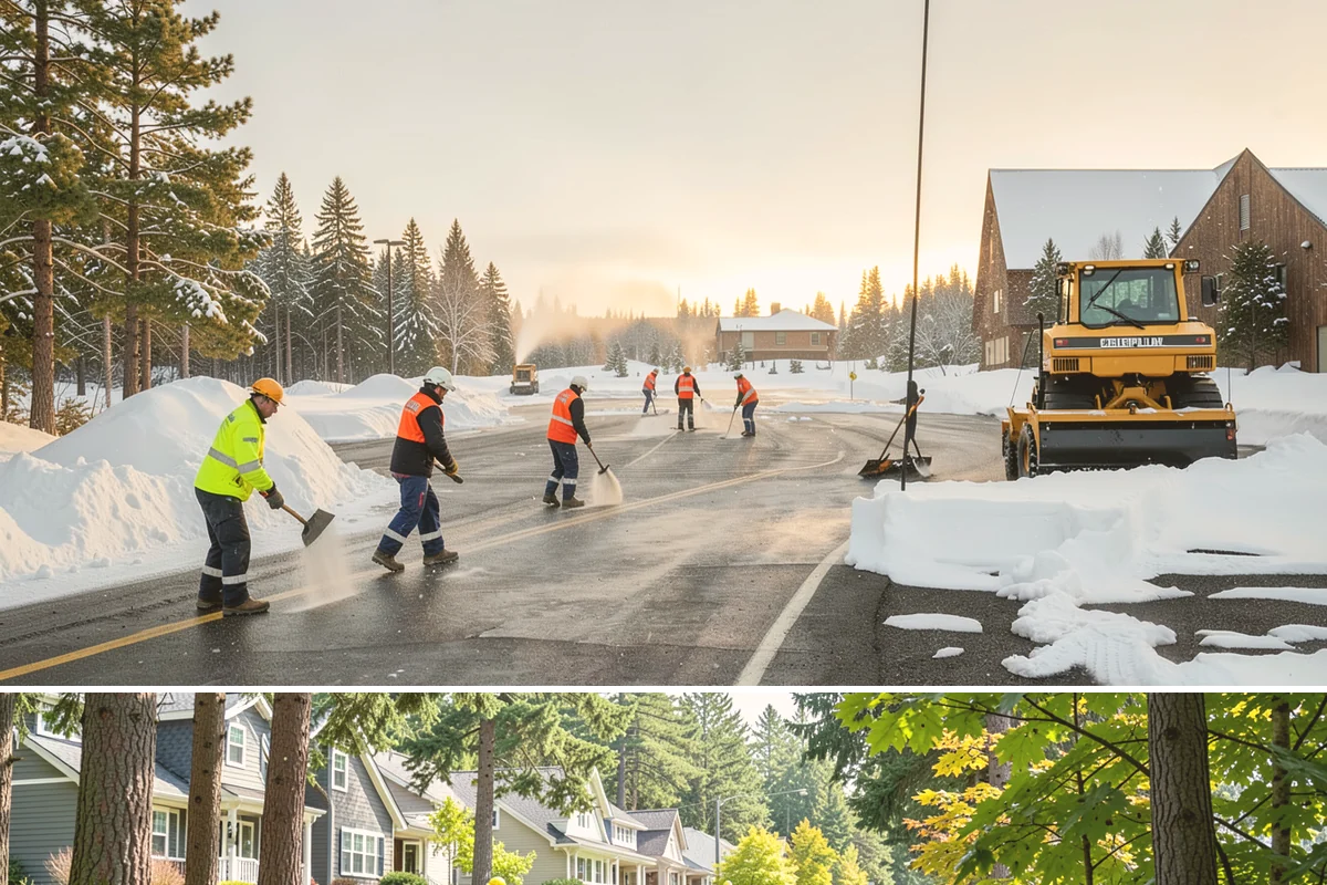 HOA Sidewalk Clearing in Normandy Park, King County, WA - HOA sidewalk clearing runs after each snowfall through the winter season.