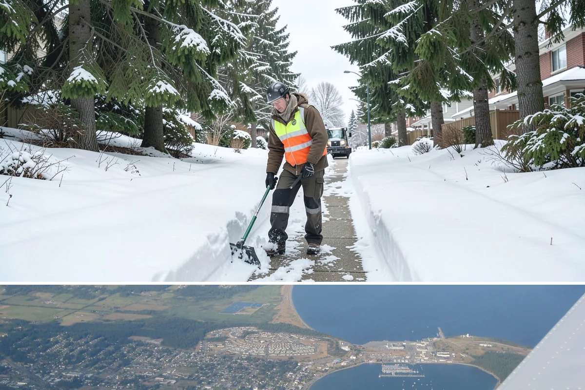HOA Sidewalk Clearing in Oak Harbor, Island County, WA - HOA sidewalk clearing runs after each snowfall through the winter season.