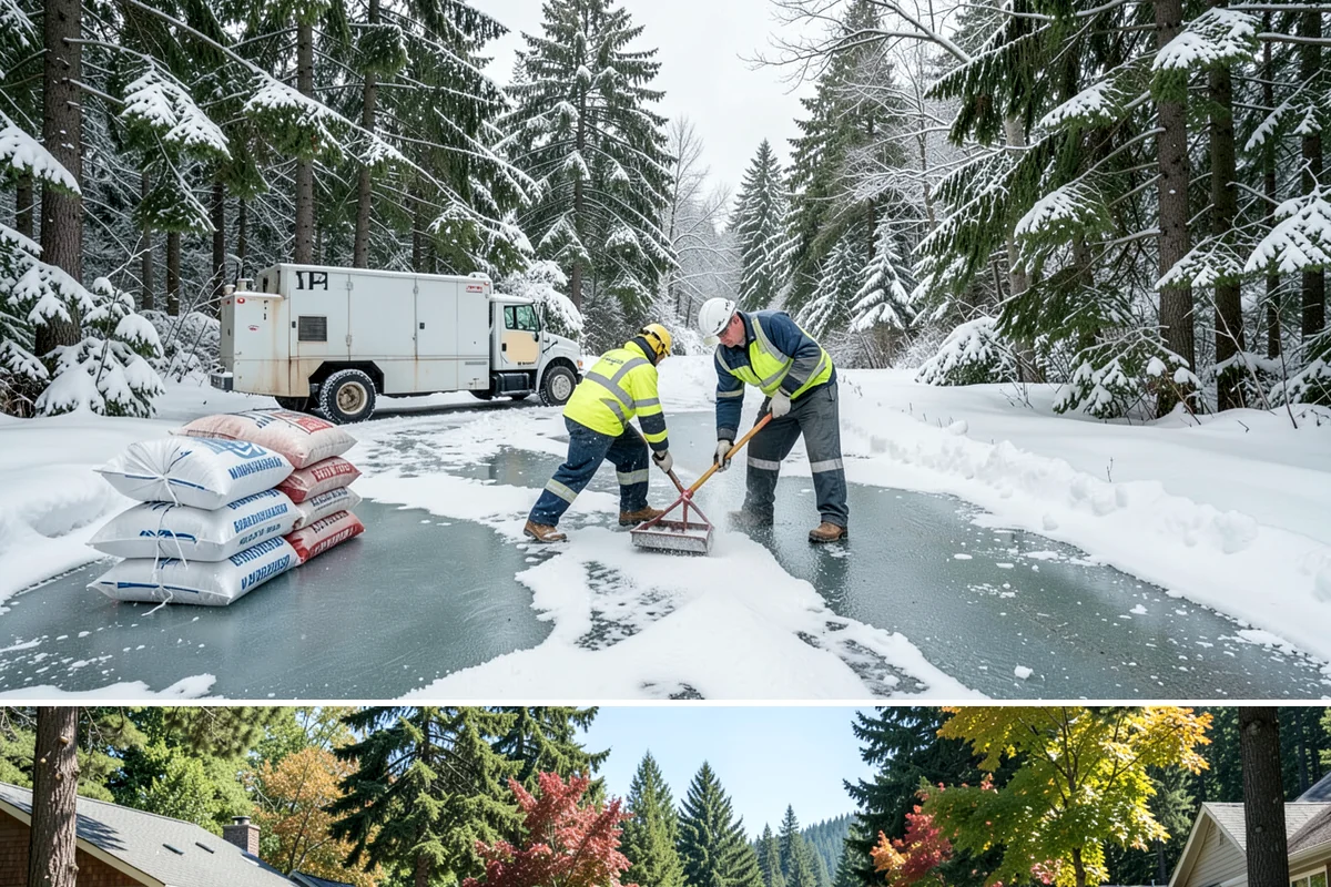 HOA Sidewalk Clearing in Orting, Pierce County, WA - HOA sidewalk clearing runs after each snowfall through the winter season.