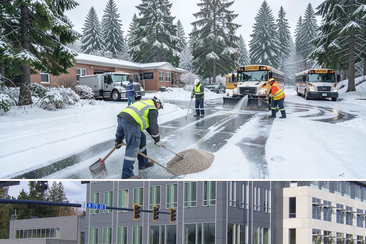 HOA Sidewalk Clearing in Shoreline, King County, WA - HOA sidewalk clearing runs after each snowfall through the winter season.