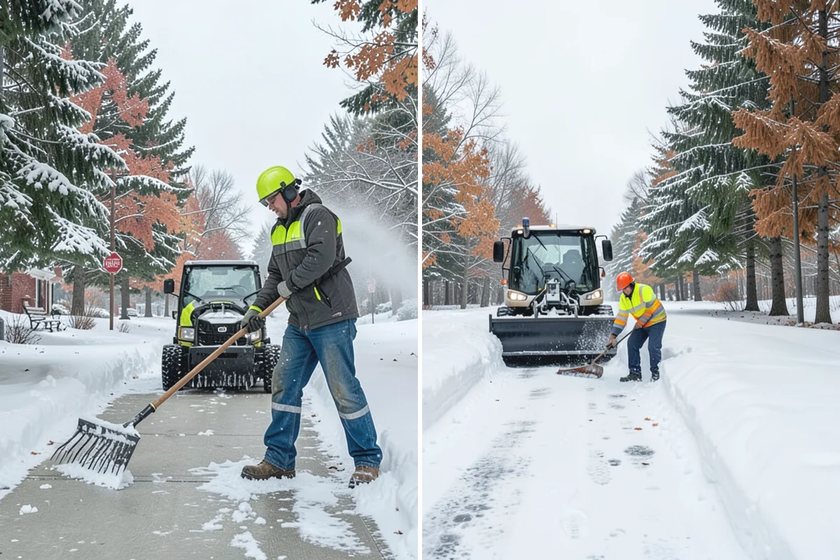 HOA Snow Hauling in Beaux Arts Village, King County, WA - We review pile locations and blocked areas with the board