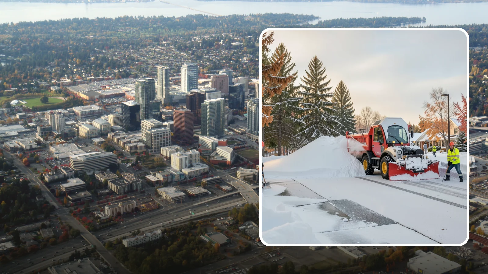 HOA Snow Hauling in Bellevue, King County, WA - We haul snow out of HOA communities when piled accumulation starts blocking parking, drives, and common areas.