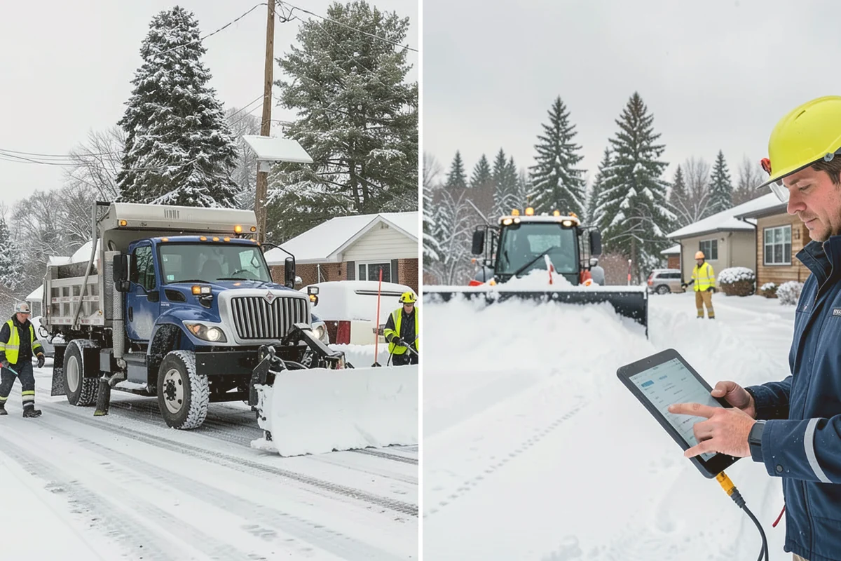 HOA Snow Hauling in Bothell, King County, WA - We review pile locations and blocked areas with the board