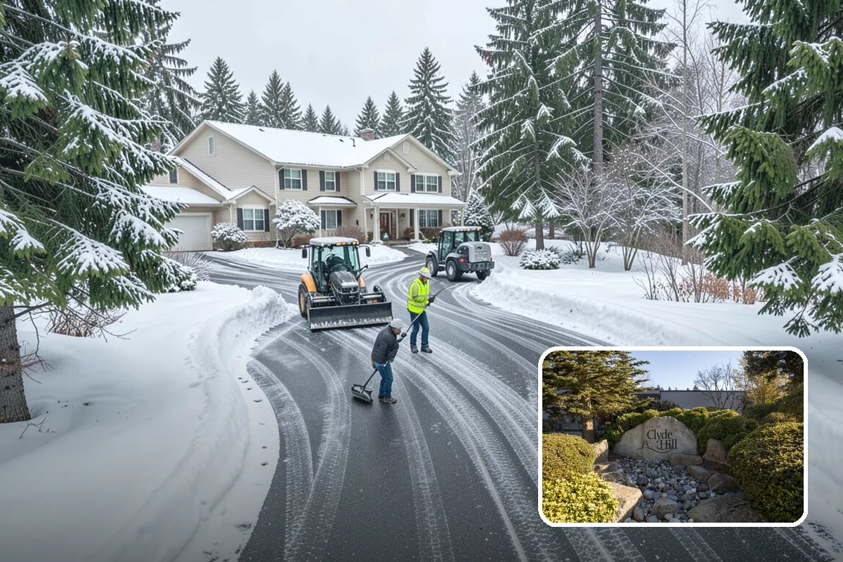 HOA Snow Hauling in Clyde Hill, King County, WA - Reclaims guest parking lost to plow piles