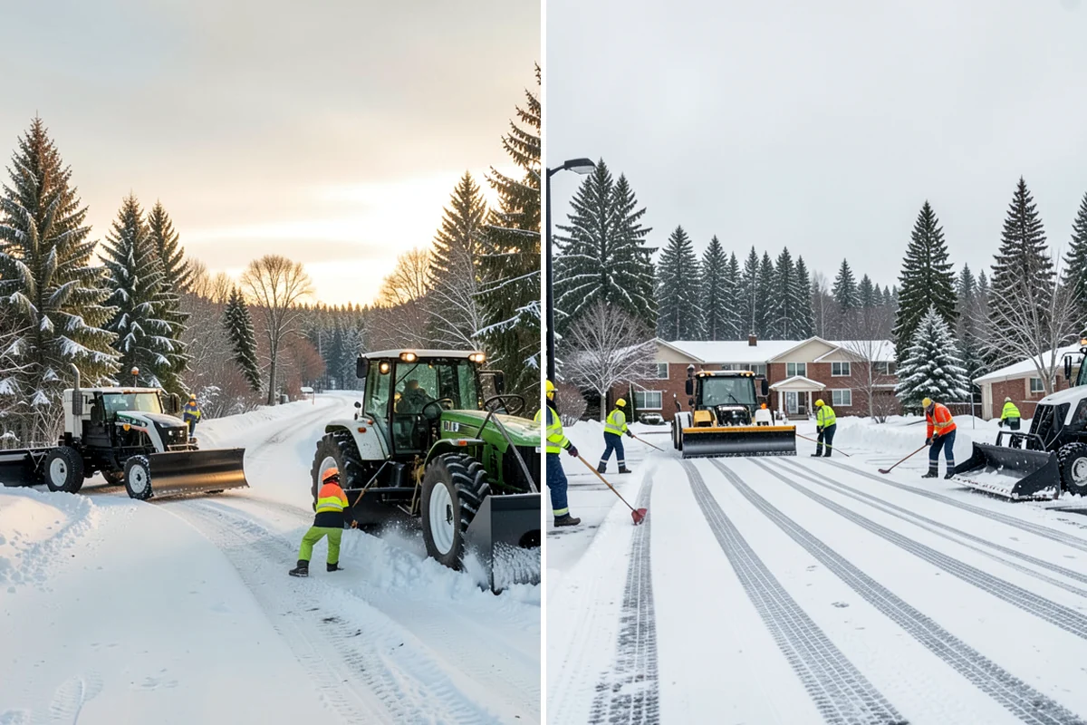 HOA Snow Hauling in Clyde Hill, King County, WA - We review pile locations and blocked areas with the board