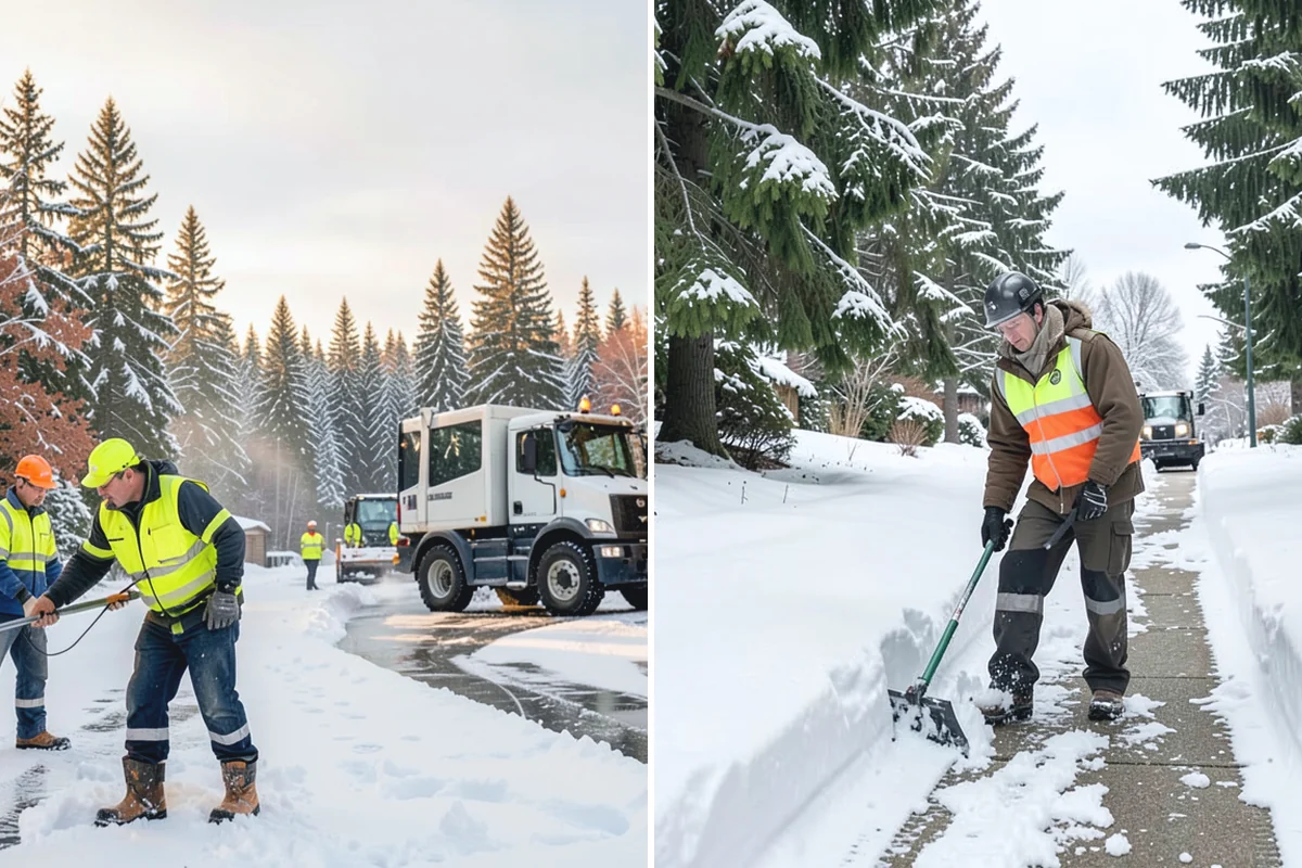HOA Snow Hauling in Darrington, Snohomish County, WA - We review pile locations and blocked areas with the board