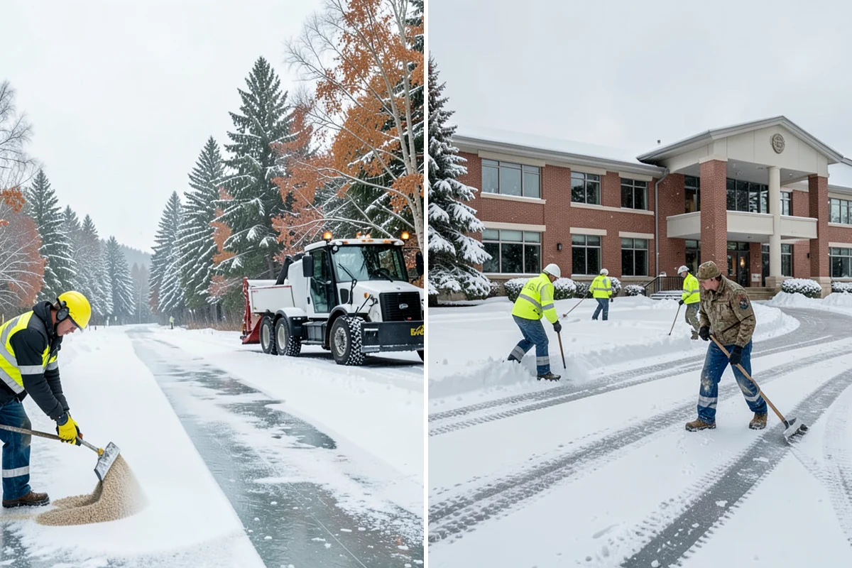 HOA Snow Hauling in DuPont, Pierce County, WA - We review pile locations and blocked areas with the board