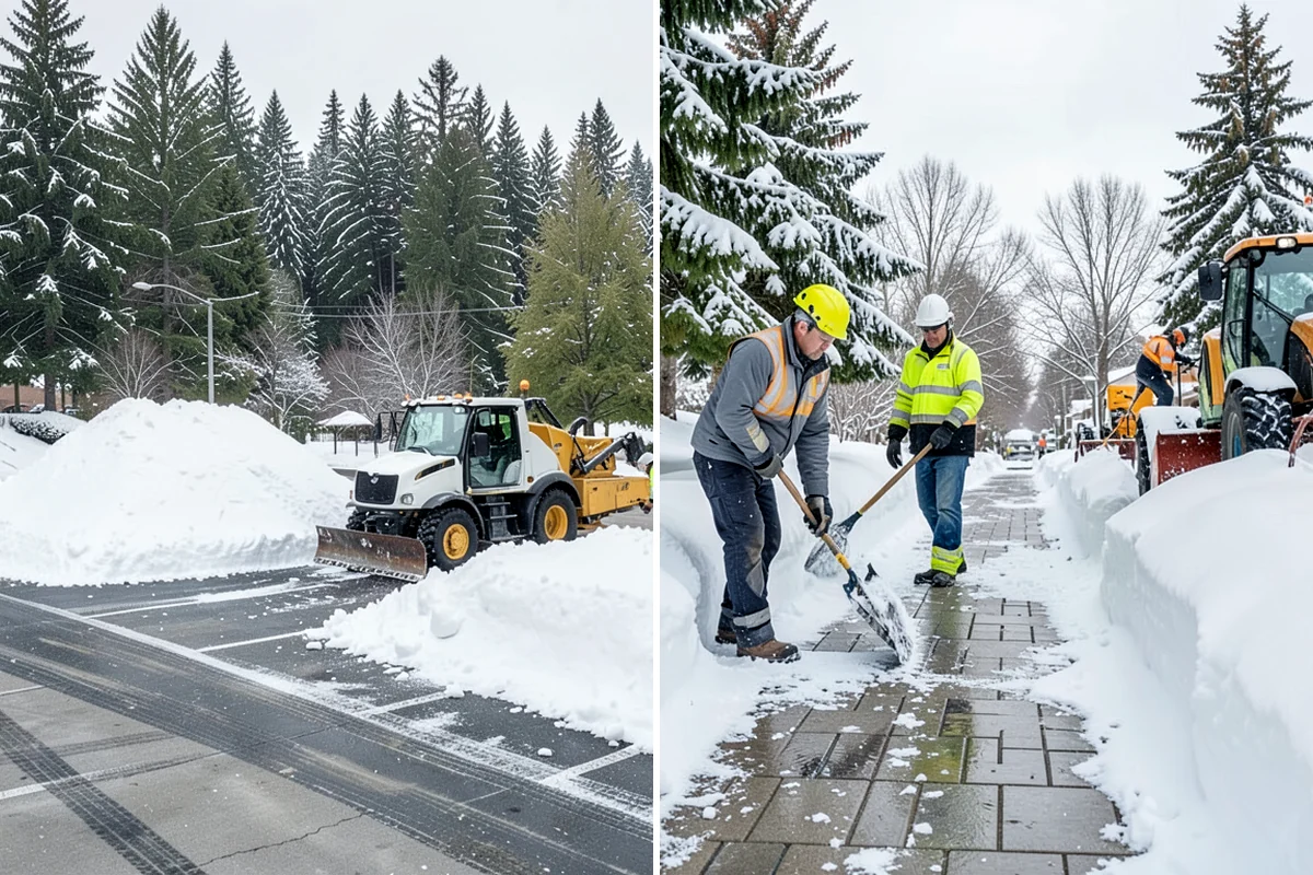 HOA Snow Hauling in Everett, Snohomish County, WA - We review pile locations and blocked areas with the board