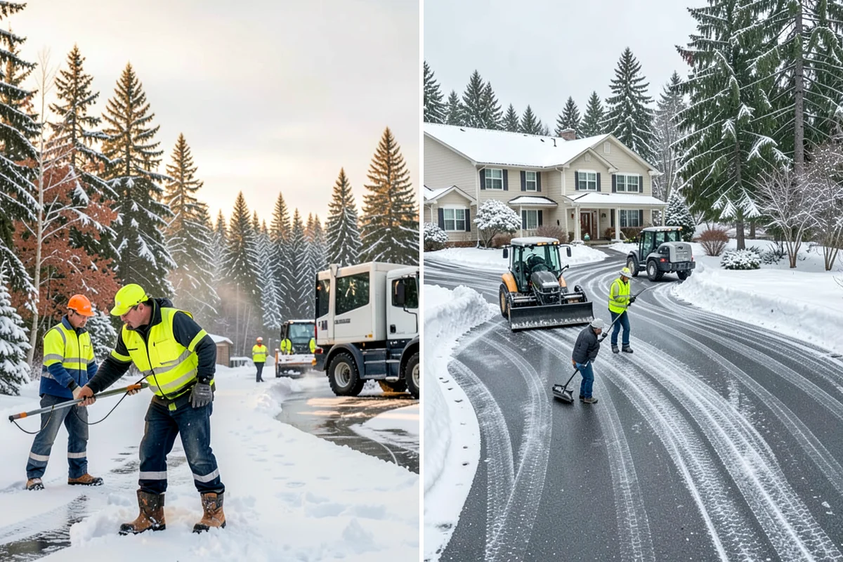 HOA Snow Hauling in Hunts Point, King County, WA - We review pile locations and blocked areas with the board