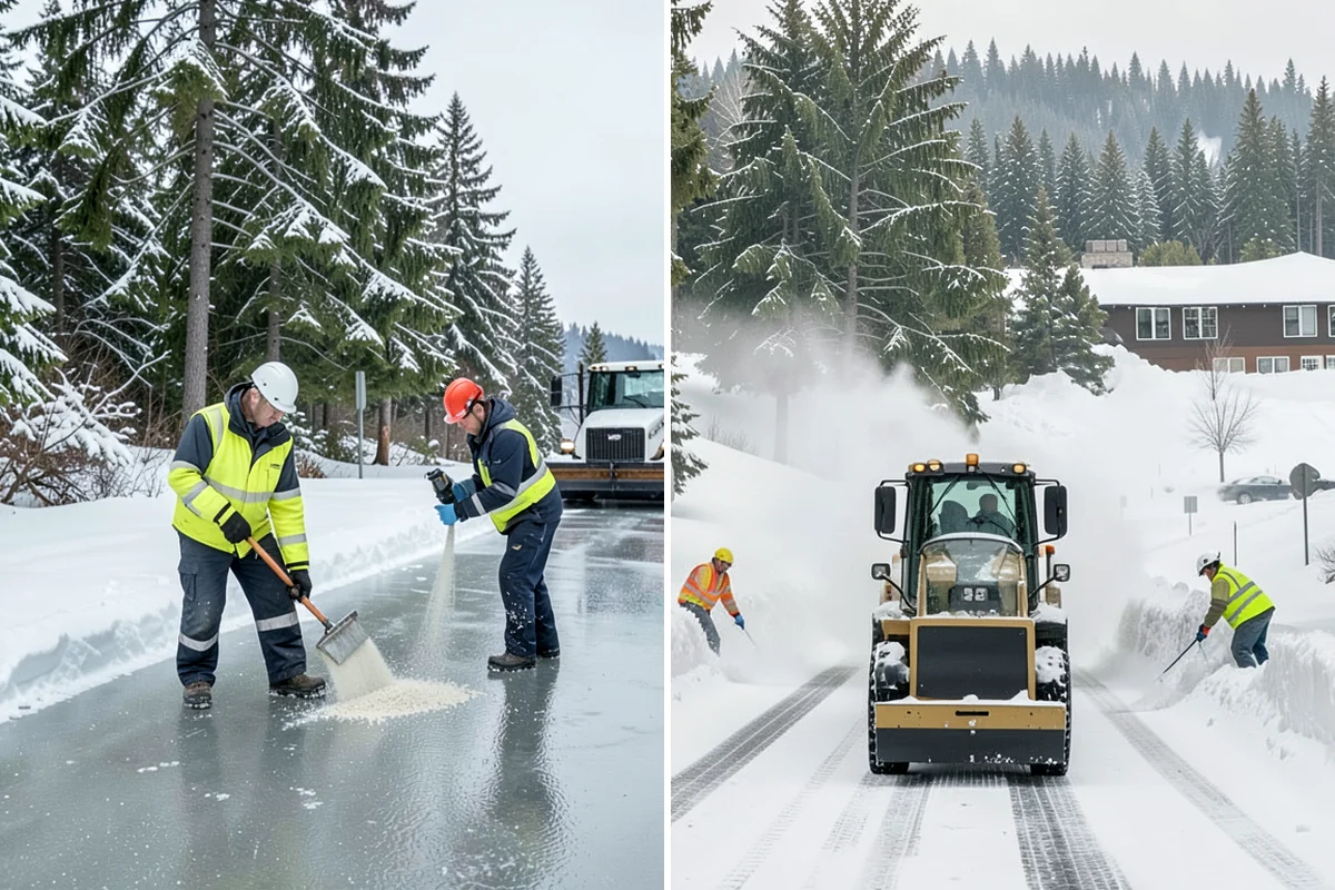 HOA Snow Hauling in Kenmore, King County, WA - We review pile locations and blocked areas with the board