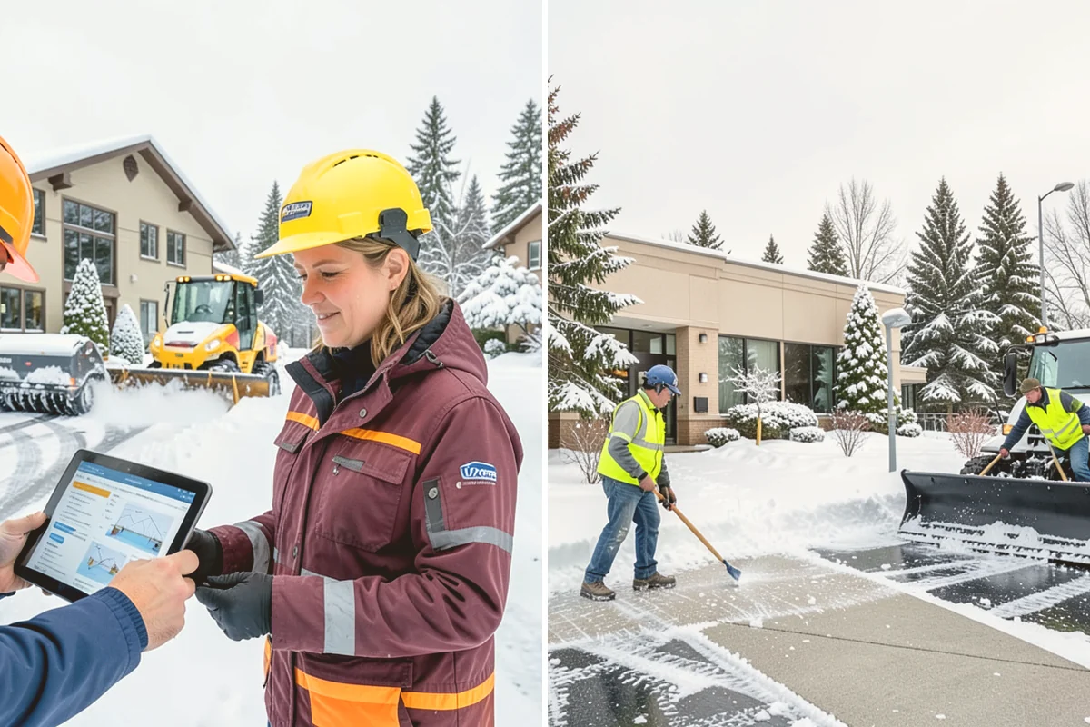 HOA Snow Hauling in Kent, King County, WA - We review pile locations and blocked areas with the board