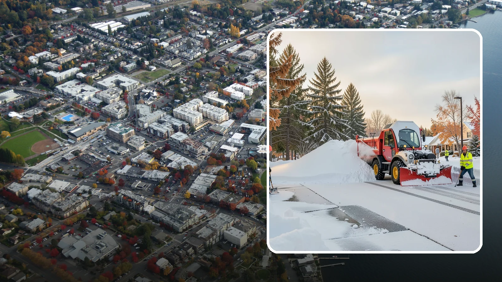HOA Snow Hauling in Kirkland, King County, WA - We haul snow out of HOA communities when piled accumulation starts blocking parking, drives, and common areas.