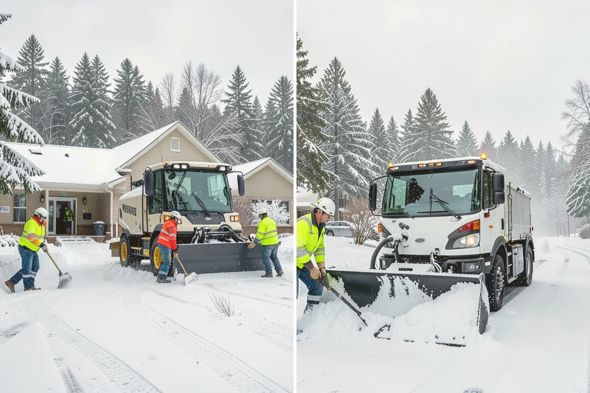 HOA Snow Hauling in Kirkland, King County, WA - We review pile locations and blocked areas with the board