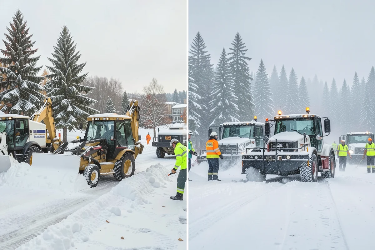 HOA Snow Hauling in La Conner, Skagit County, WA - We review pile locations and blocked areas with the board