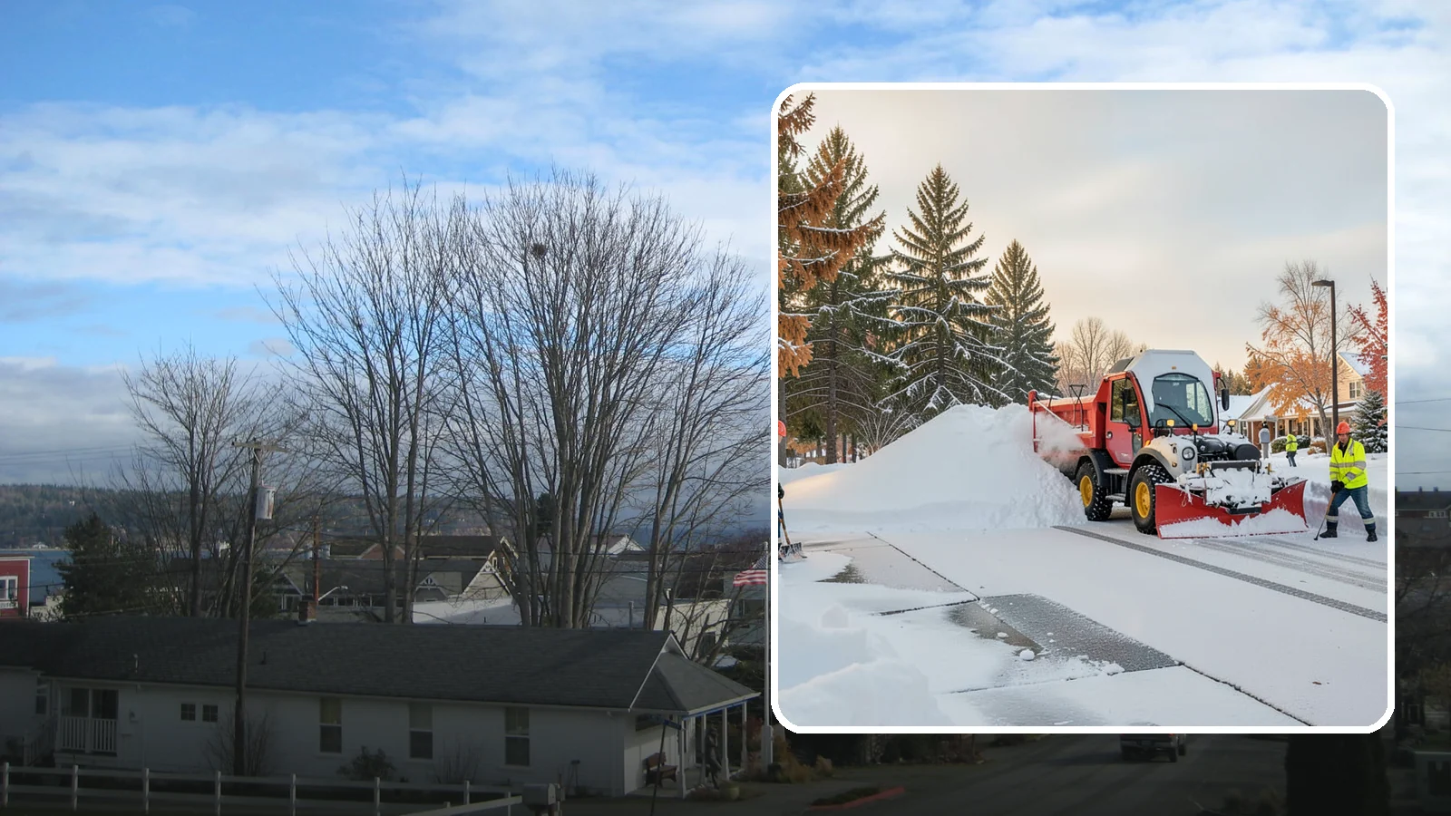 HOA Snow Hauling in Langley, Island County, WA - We haul snow out of HOA communities when piled accumulation starts blocking parking, drives, and common areas.