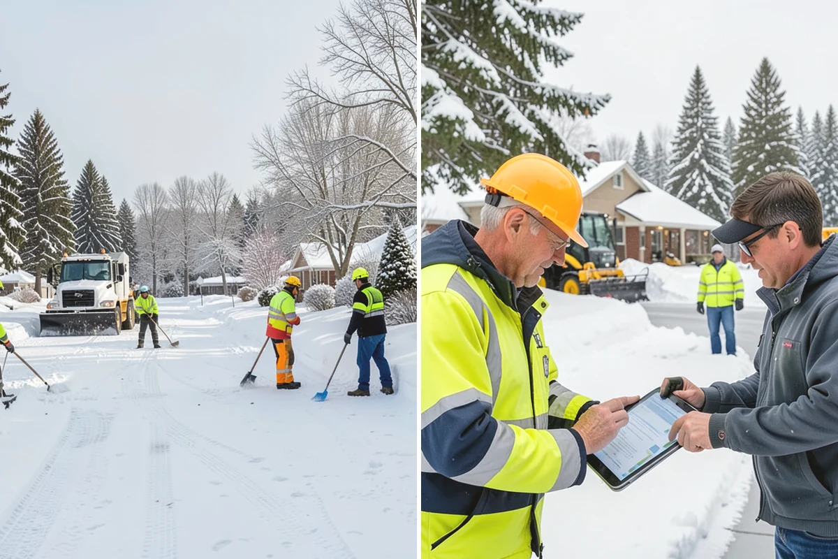 HOA Snow Hauling in Mercer Island, King County, WA - We review pile locations and blocked areas with the board