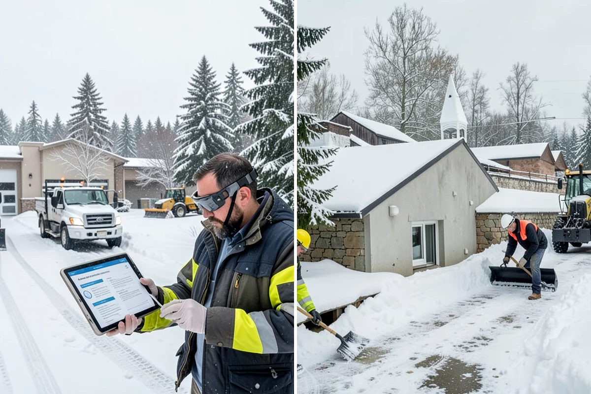 HOA Snow Hauling in Normandy Park, King County, WA - We review pile locations and blocked areas with the board