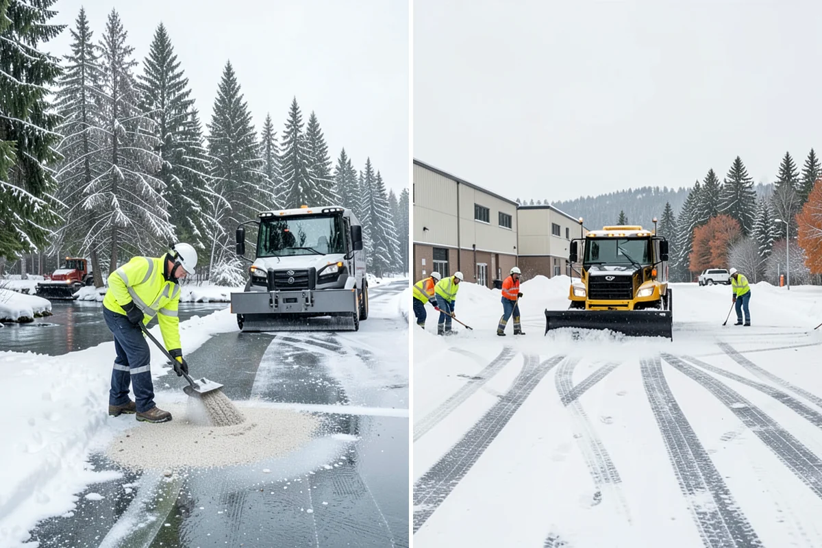 HOA Snow Hauling in SeaTac, King County, WA - We review pile locations and blocked areas with the board