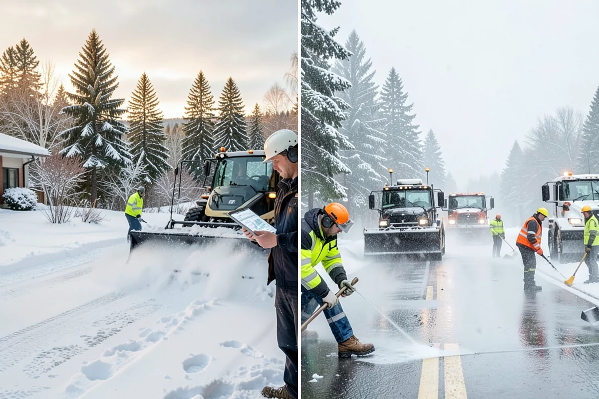 HOA Snow Hauling in Shoreline, King County, WA - We review pile locations and blocked areas with the board
