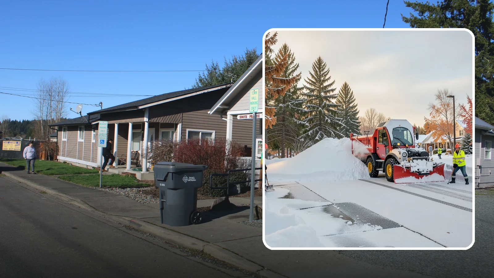 HOA Snow Hauling in South Prairie, Pierce County, WA - We haul snow out of HOA communities when piled accumulation starts blocking parking, drives, and common areas.