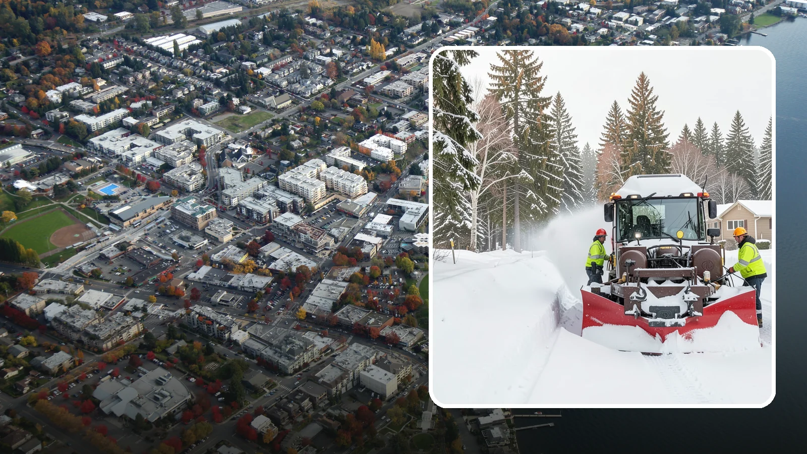 HOA Snow Plowing in Kirkland, King County, WA - We plow HOA roads, guest lots, and shared entrances under one seasonal contract so the whole community stays connected during a...