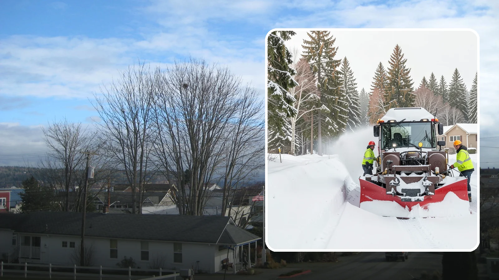 HOA Snow Plowing in Langley, Island County, WA - We plow HOA roads, guest lots, and shared entrances under one seasonal contract so the whole community stays connected during a...