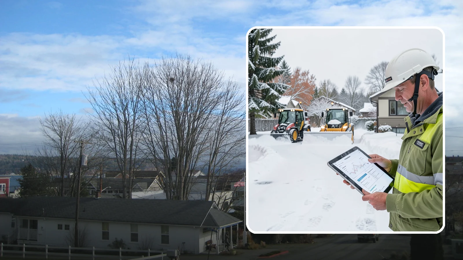 Holiday Snow Removal in Langley, Island County, WA - We keep Western Washington homes and businesses accessible through Thanksgiving, Christmas, and New Year's when a Cascade cold...