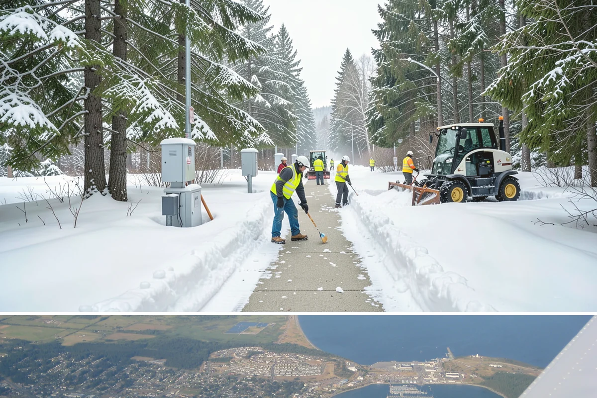 Holiday Snow Removal in Oak Harbor, Island County, WA - Book holiday coverage by early November so your property is locked into a route before the first arctic outflow of the season.