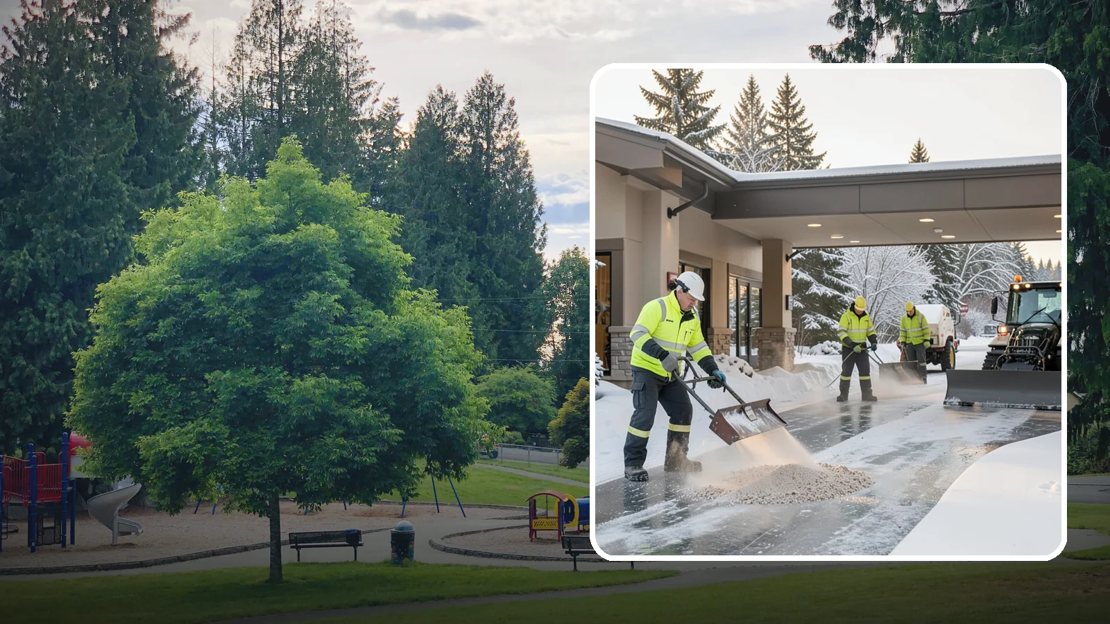Hotel Deicing in Bonney Lake, Pierce County, WA - Deicing for hotels that keeps porte-cocheres, guest entrances, and walkways pristine so arriving travelers step onto safe, dry...
