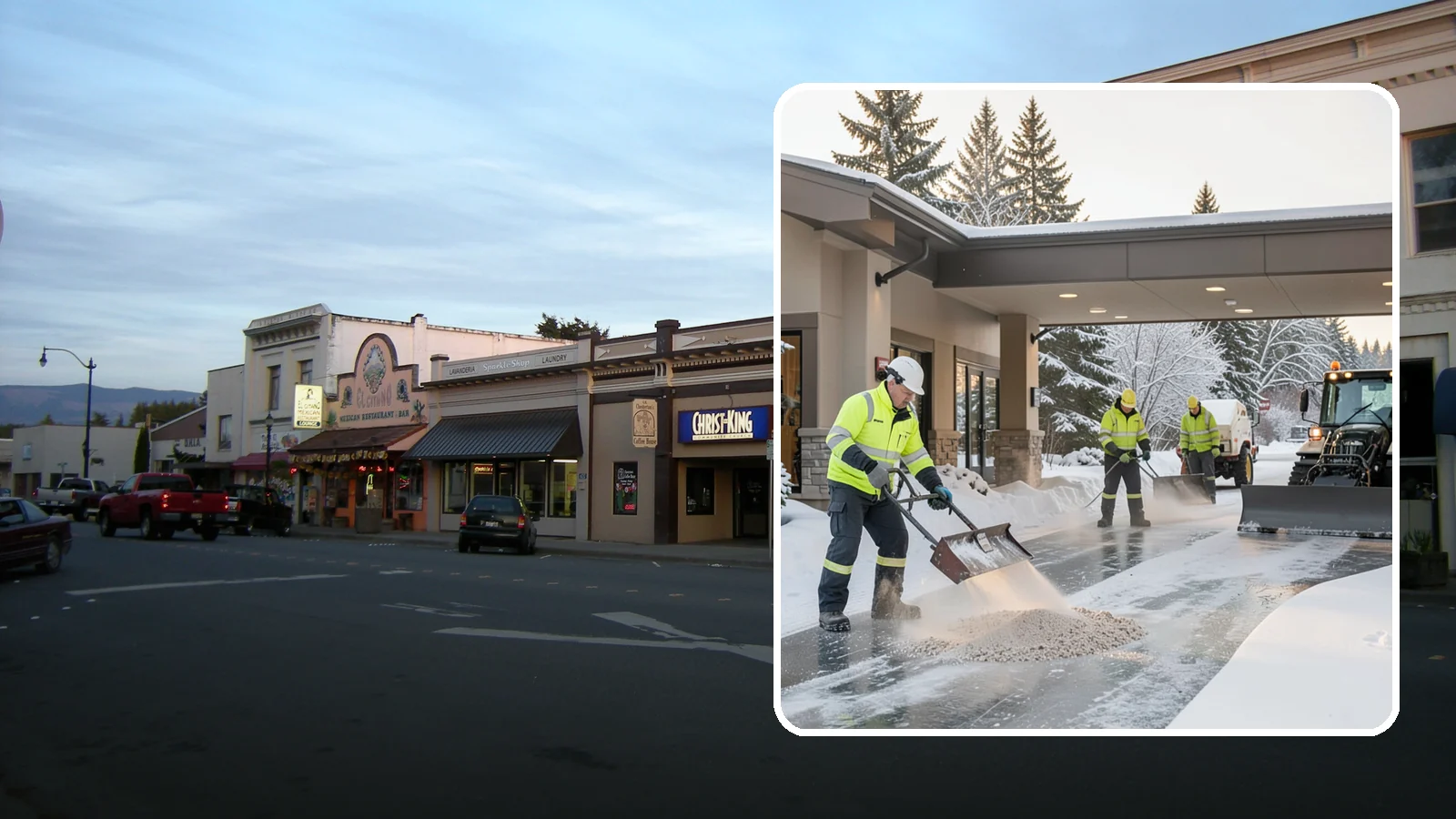 Hotel Deicing in Burlington, Skagit County, WA - Deicing for hotels that keeps porte-cocheres, guest entrances, and walkways pristine so arriving travelers step onto safe, dry...