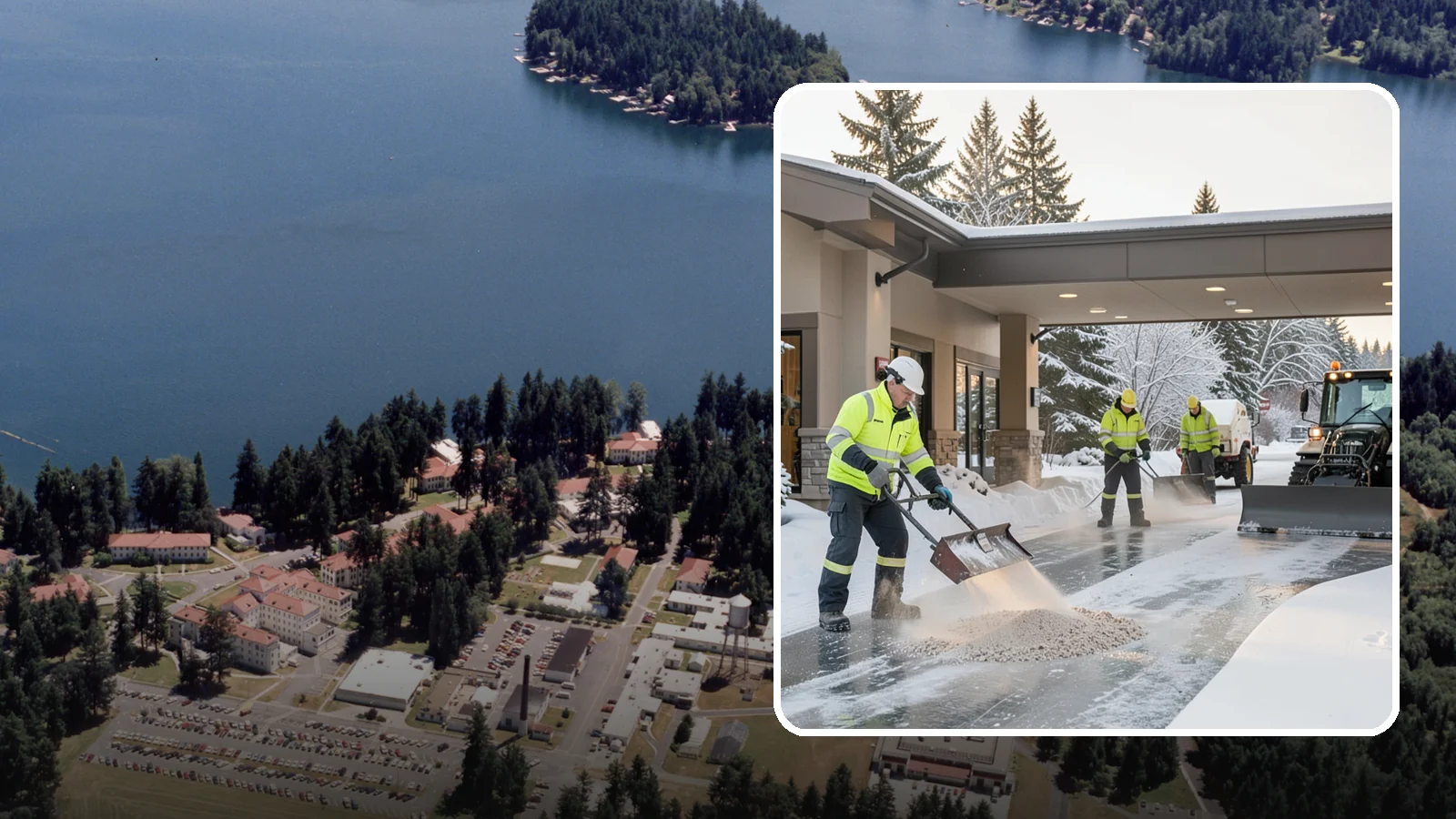 Hotel Deicing in Lakewood, Pierce County, WA - Deicing for hotels that keeps porte-cocheres, guest entrances, and walkways pristine so arriving travelers step onto safe, dry...