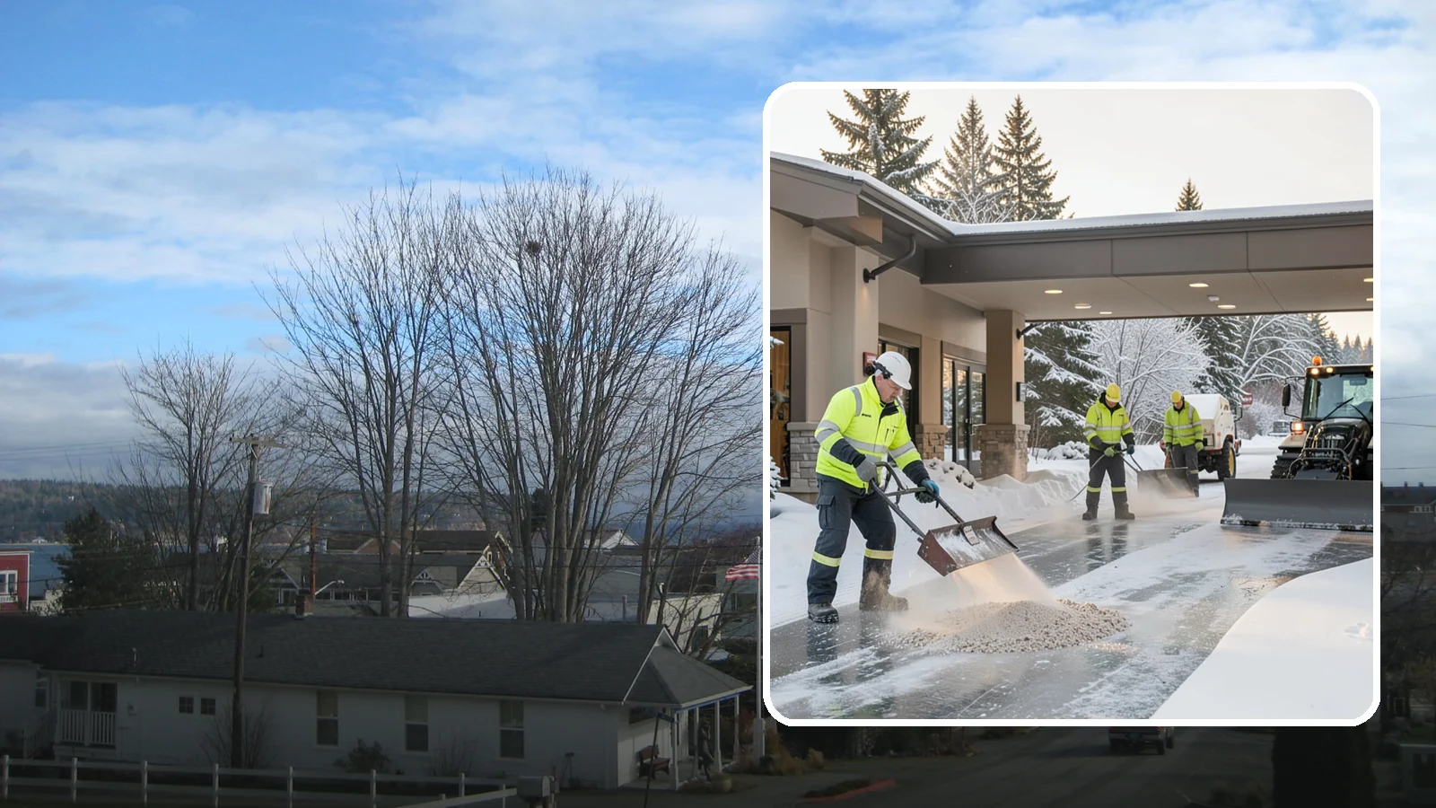 Hotel Deicing in Langley, Island County, WA - Deicing for hotels that keeps porte-cocheres, guest entrances, and walkways pristine so arriving travelers step onto safe, dry...