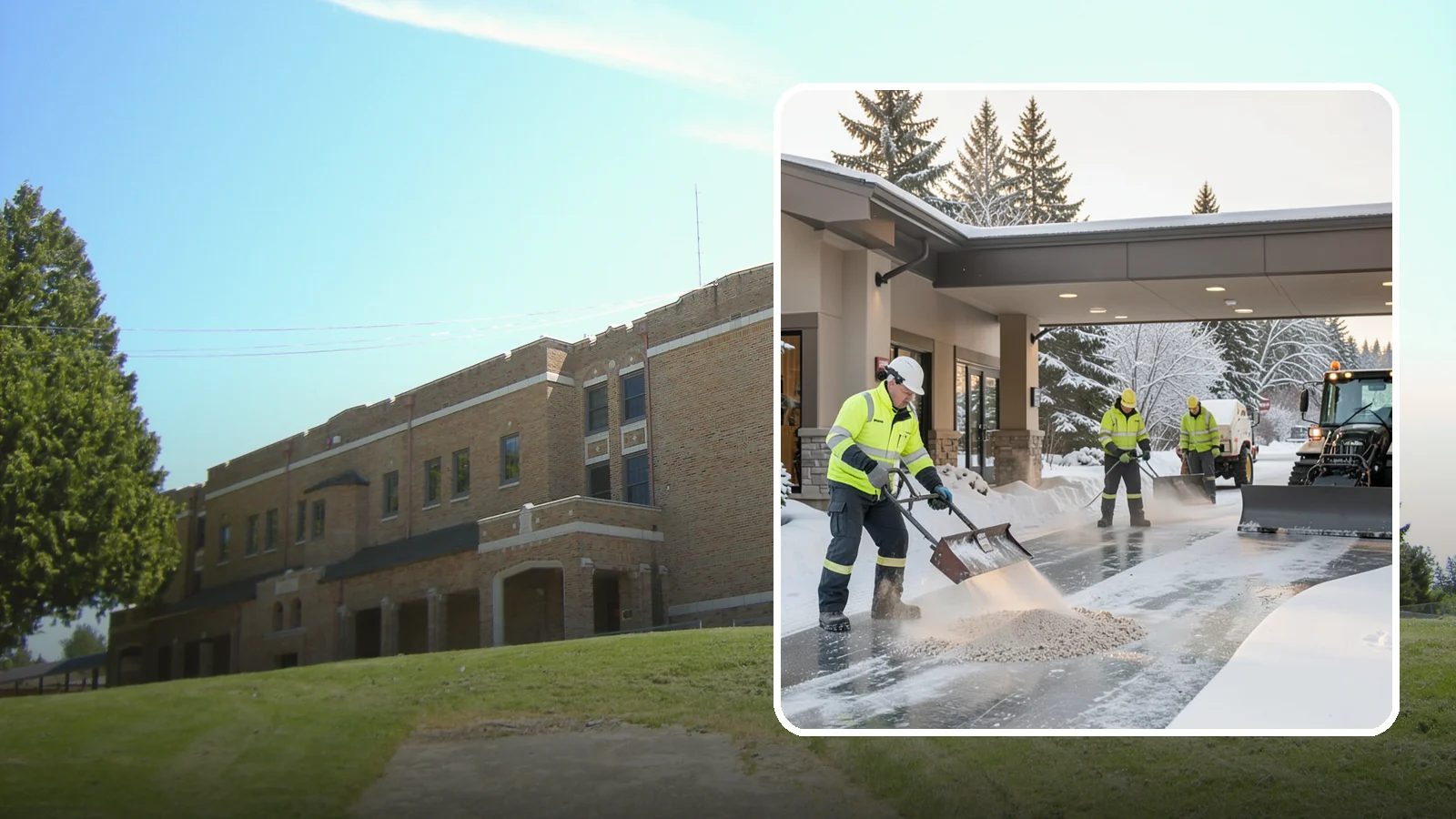 Hotel Deicing in Maple Valley, King County, WA - Deicing for hotels that keeps porte-cocheres, guest entrances, and walkways pristine so arriving travelers step onto safe, dry...
