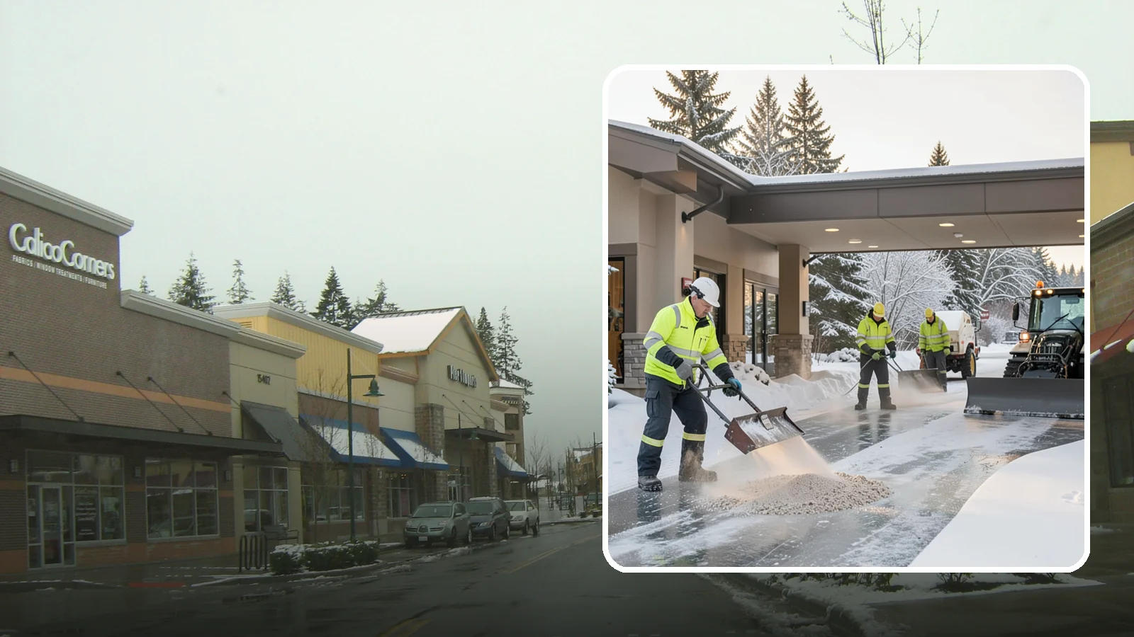 Hotel Deicing in Mill Creek, Snohomish County, WA - Deicing for hotels that keeps porte-cocheres, guest entrances, and walkways pristine so arriving travelers step onto safe, dry...