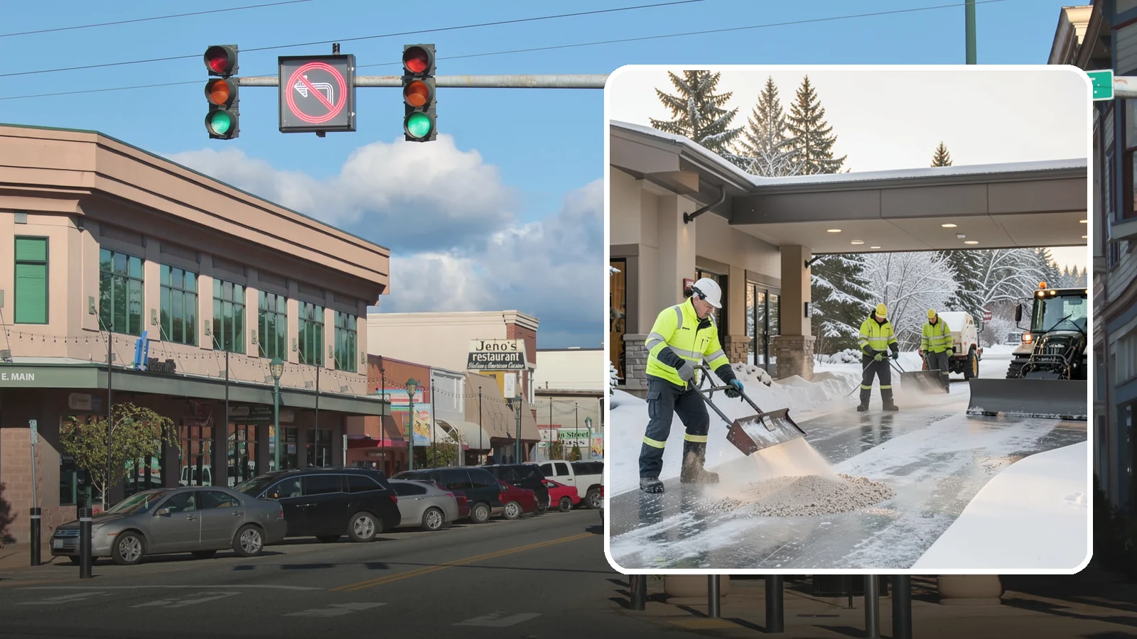 Hotel Deicing in Monroe, Snohomish County, WA - Deicing for hotels that keeps porte-cocheres, guest entrances, and walkways pristine so arriving travelers step onto safe, dry...