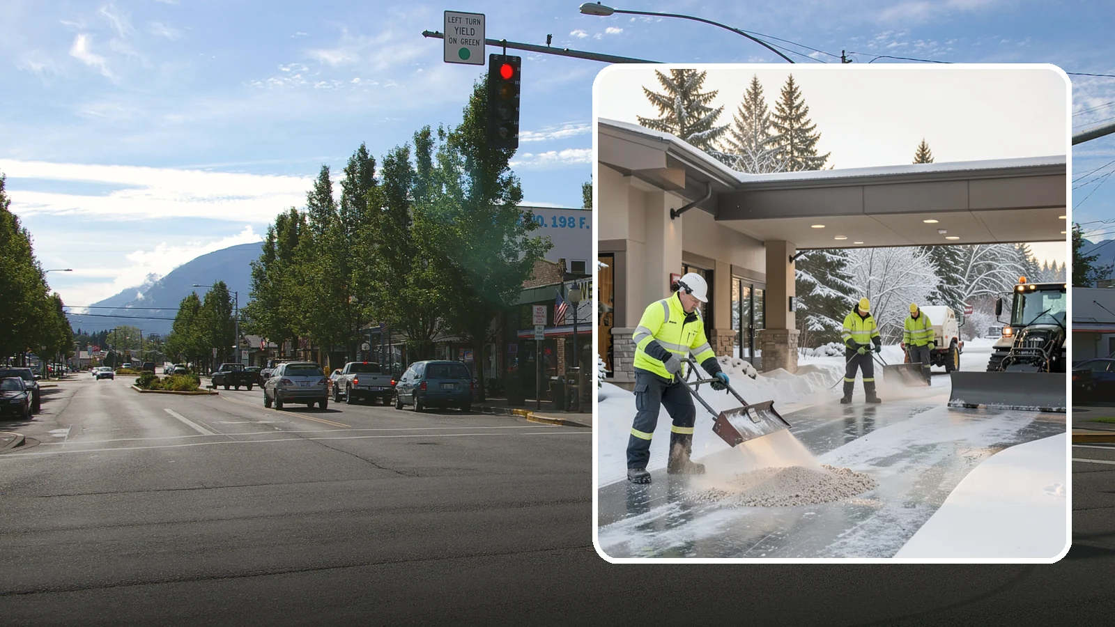 Hotel Deicing in North Bend, King County, WA - Deicing for hotels that keeps porte-cocheres, guest entrances, and walkways pristine so arriving travelers step onto safe, dry...