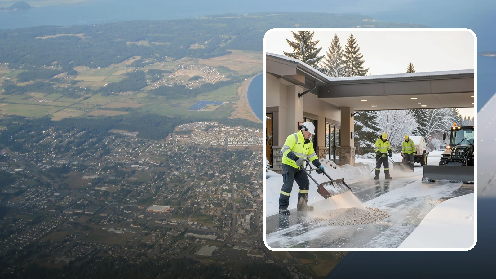 Hotel Deicing in Oak Harbor, Island County, WA - Deicing for hotels that keeps porte-cocheres, guest entrances, and walkways pristine so arriving travelers step onto safe, dry...