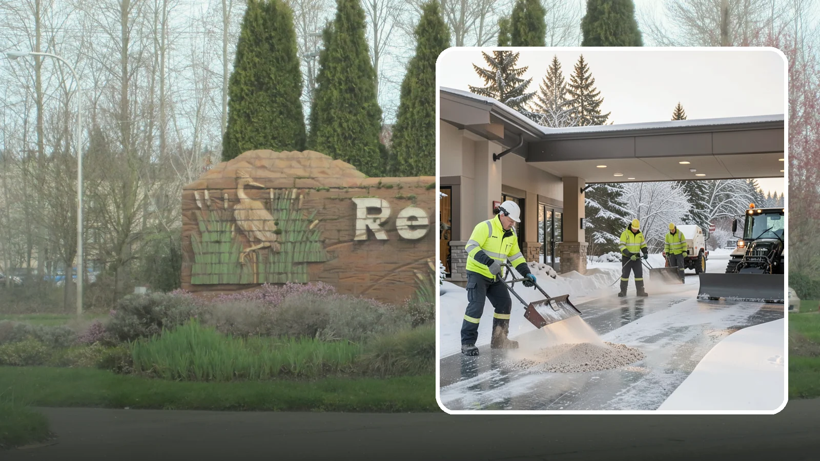 Hotel Deicing in Renton, King County, WA - Deicing for hotels that keeps porte-cocheres, guest entrances, and walkways pristine so arriving travelers step onto safe, dry...