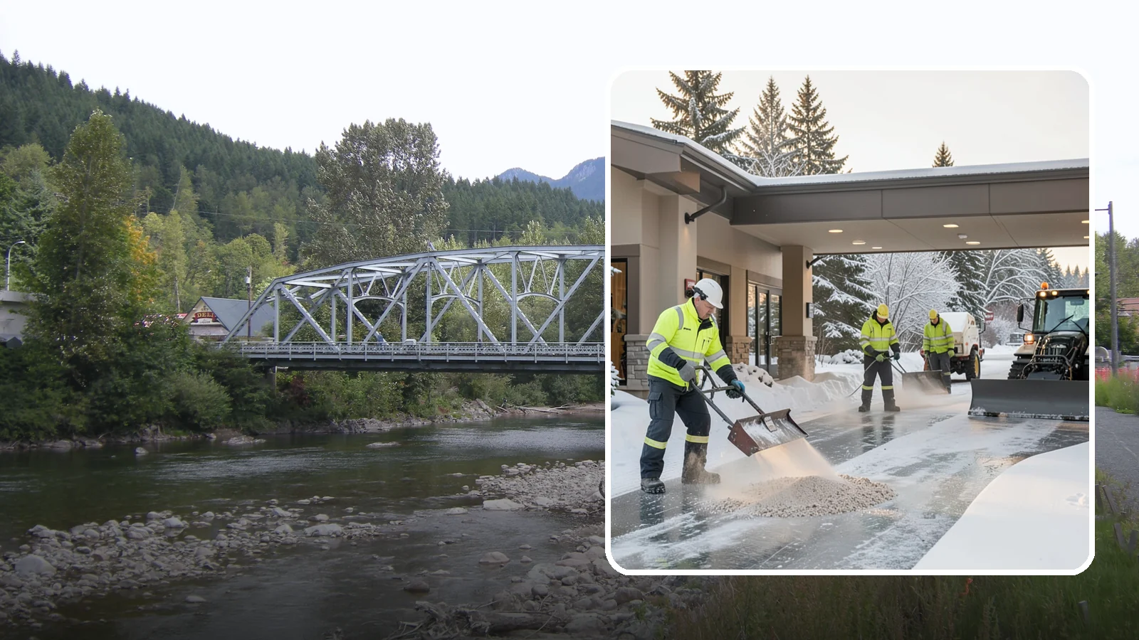 Hotel Deicing in Skykomish, King County, WA - Deicing for hotels that keeps porte-cocheres, guest entrances, and walkways pristine so arriving travelers step onto safe, dry...