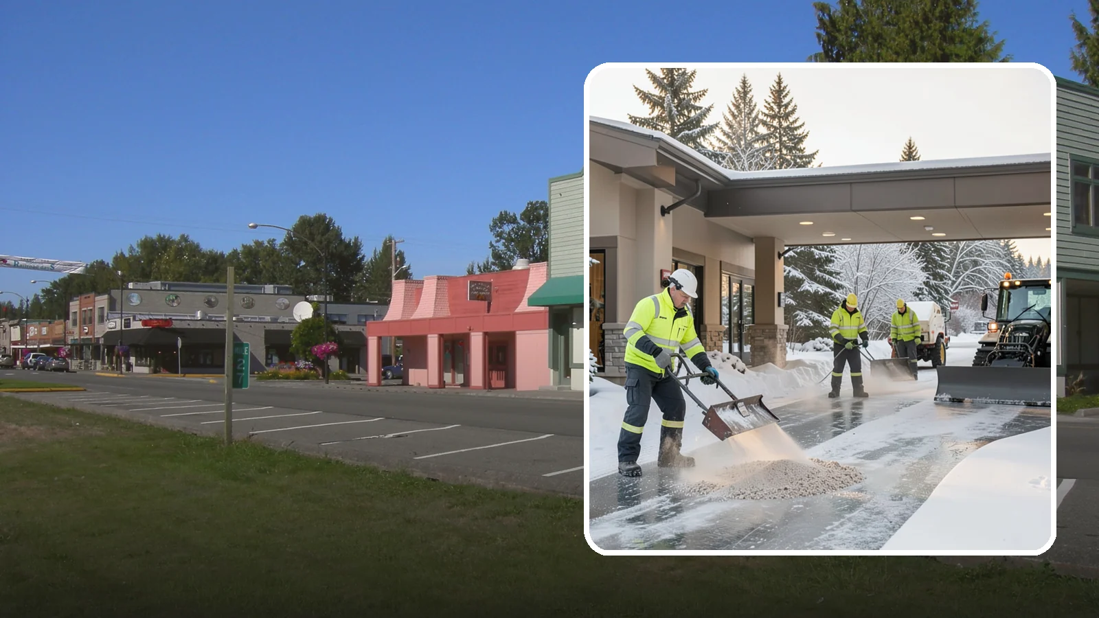 Hotel Deicing in Snoqualmie, King County, WA - Deicing for hotels that keeps porte-cocheres, guest entrances, and walkways pristine so arriving travelers step onto safe, dry...