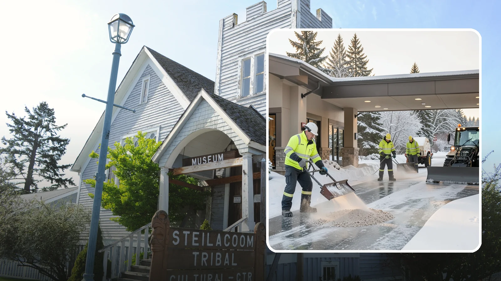 Hotel Deicing in Steilacoom, Pierce County, WA - Deicing for hotels that keeps porte-cocheres, guest entrances, and walkways pristine so arriving travelers step onto safe, dry...