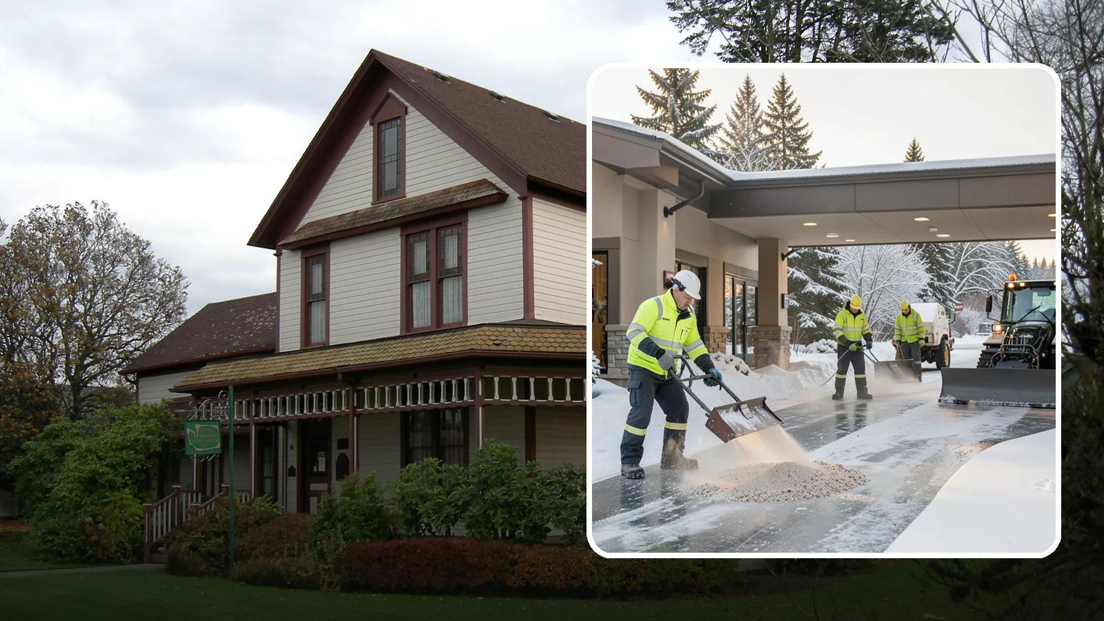 Hotel Deicing in Sumner, Pierce County, WA - Deicing for hotels that keeps porte-cocheres, guest entrances, and walkways pristine so arriving travelers step onto safe, dry...