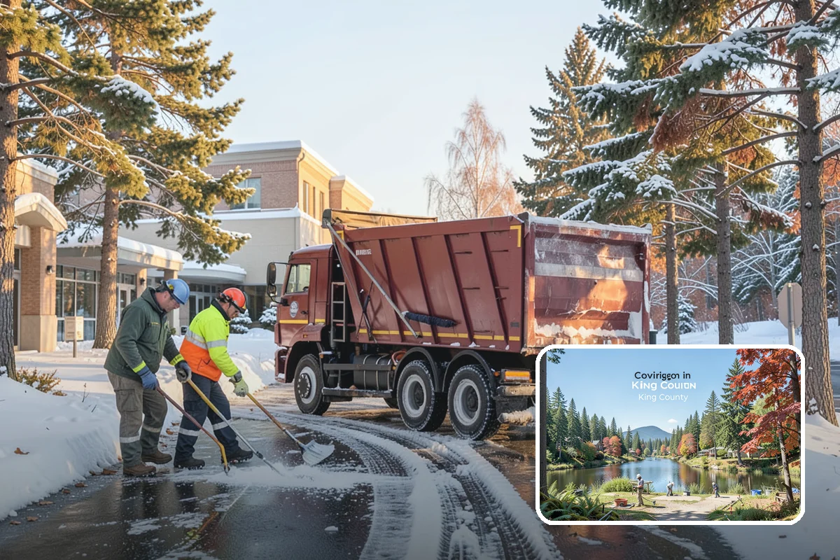 Hotel Parking Lot Snow Removal in Covington, King County, WA - Guests arrive and depart smoothly at any hour of the storm