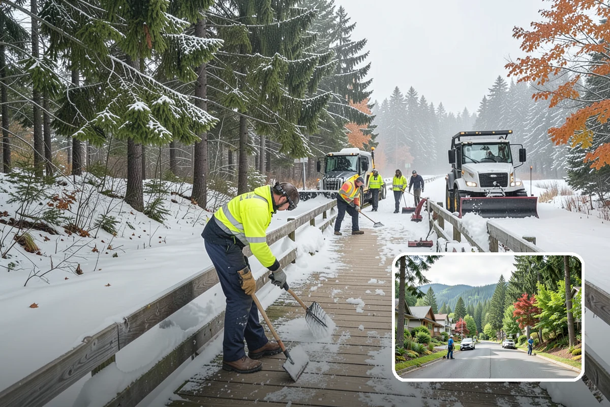 Hotel Parking Lot Snow Removal in Darrington, Snohomish County, WA - Guests arrive and depart smoothly at any hour of the storm