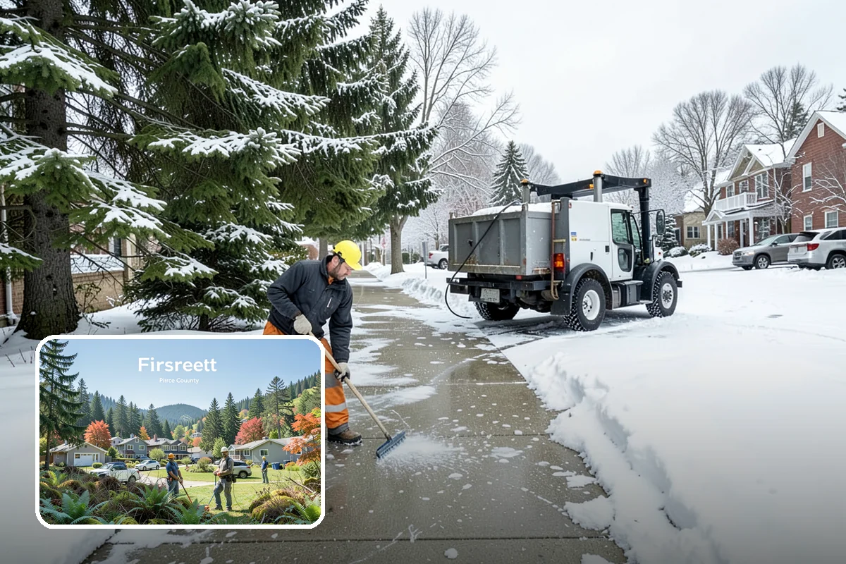 Hotel Parking Lot Snow Removal in Fircrest, Pierce County, WA - Guests arrive and depart smoothly at any hour of the storm