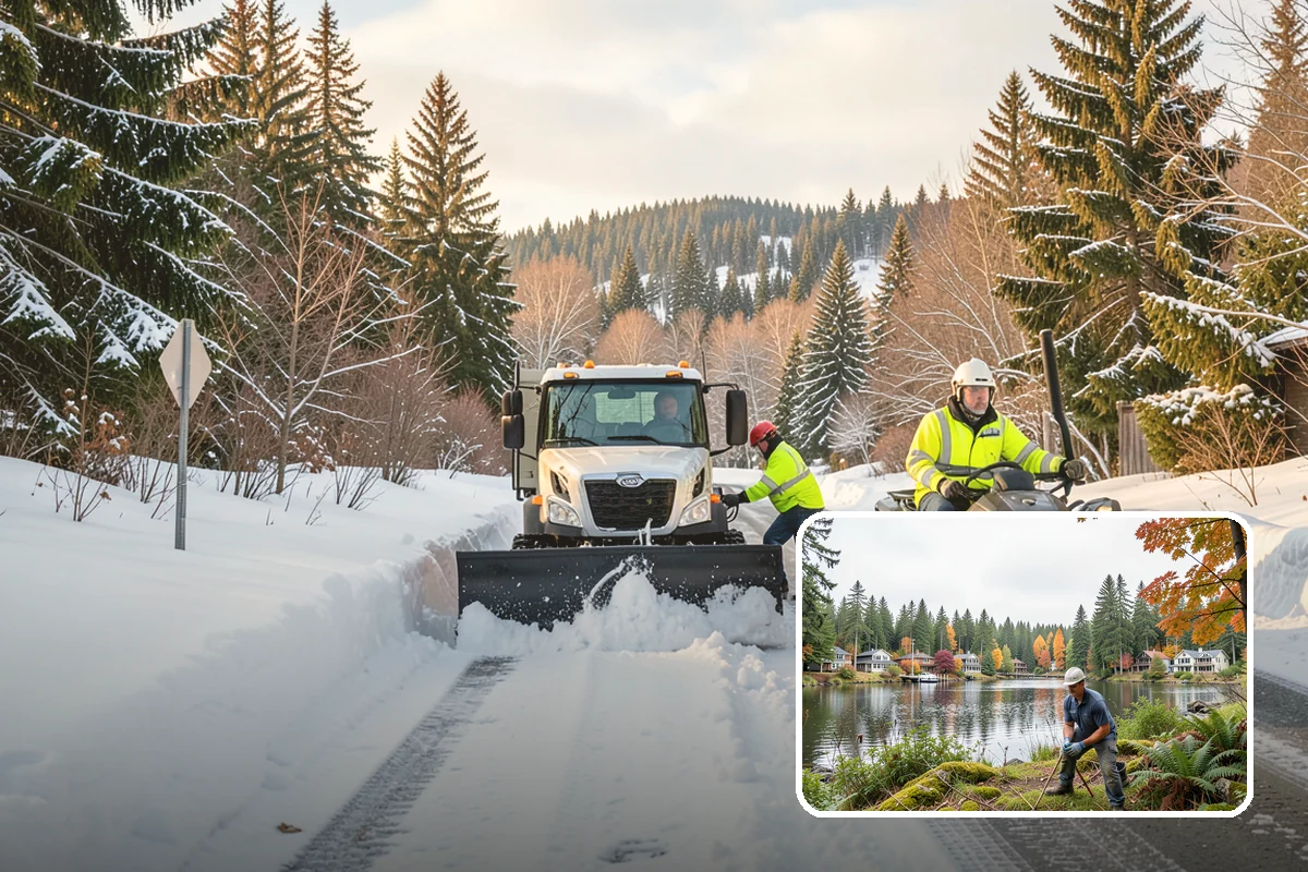 Hotel Parking Lot Snow Removal in La Conner, Skagit County, WA - Guests arrive and depart smoothly at any hour of the storm