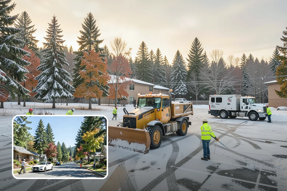 Hotel Parking Lot Snow Removal in Orting, Pierce County, WA - Guests arrive and depart smoothly at any hour of the storm