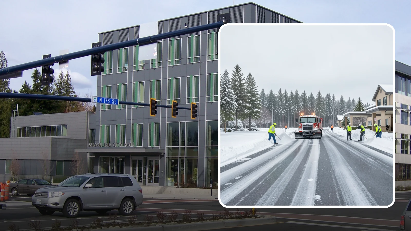 Hotel Parking Lot Snow Removal in Shoreline, King County, WA - We clear hotel lots and entry drives around the clock so Western Washington guests arrive and depart smoothly in winter.