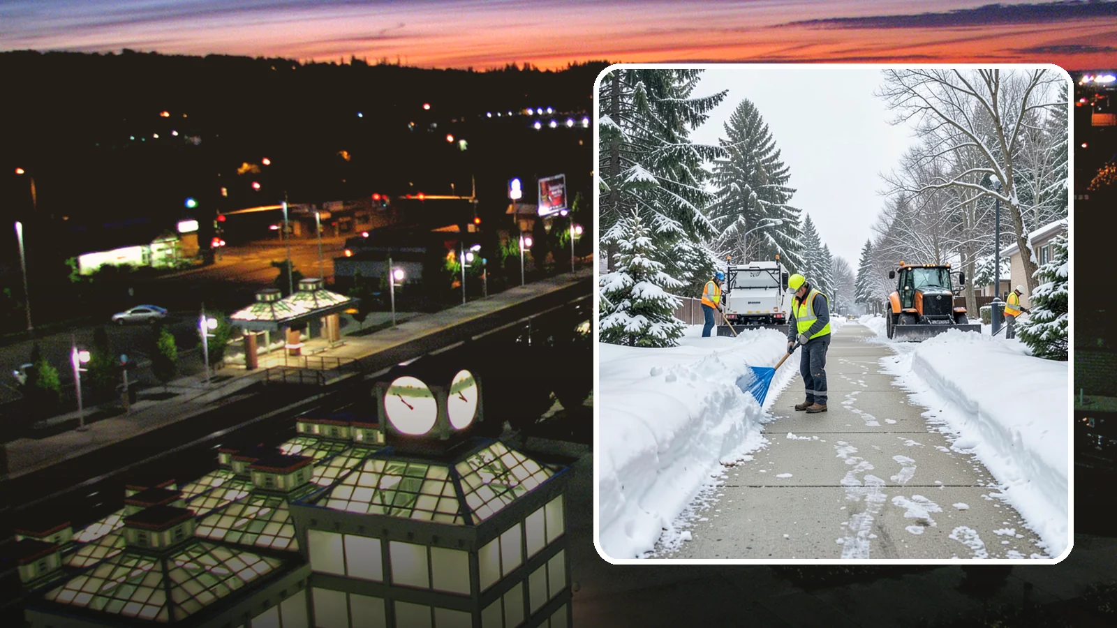 Hotel Sidewalk Clearing in Auburn, King County, WA - Guest-entrance sidewalk clearing for Western Washington hotels, keeping arrival walks, luggage paths, and side entries clear...